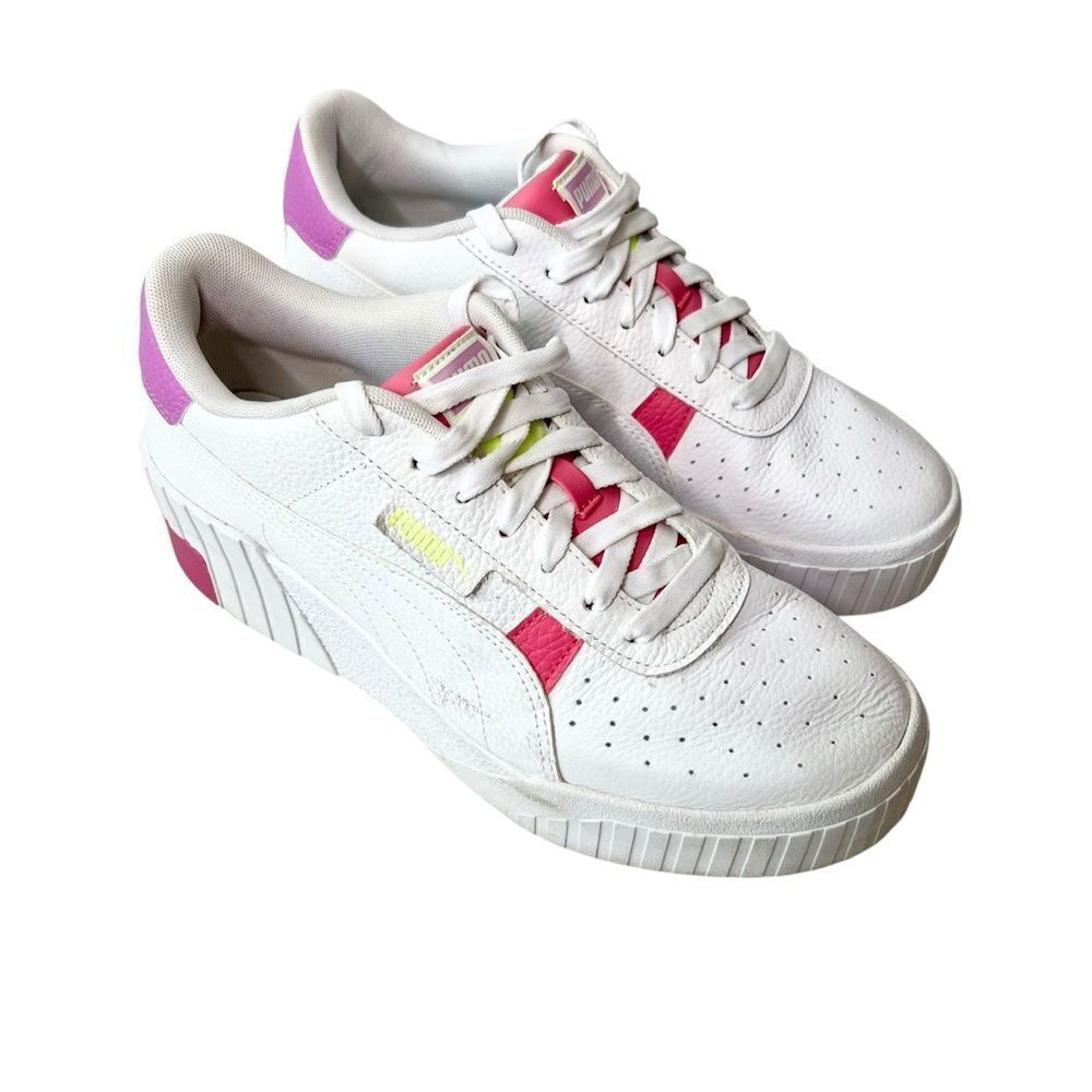 PUMA Cali Wedge White Leather Lifestyle Sneakers